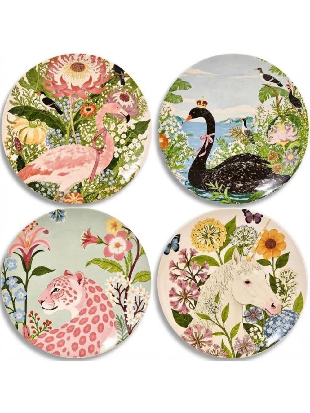Set of 4 8.5-Inch Ceramic Salad & Dessert Plates - Stylish Appetizer Dishes